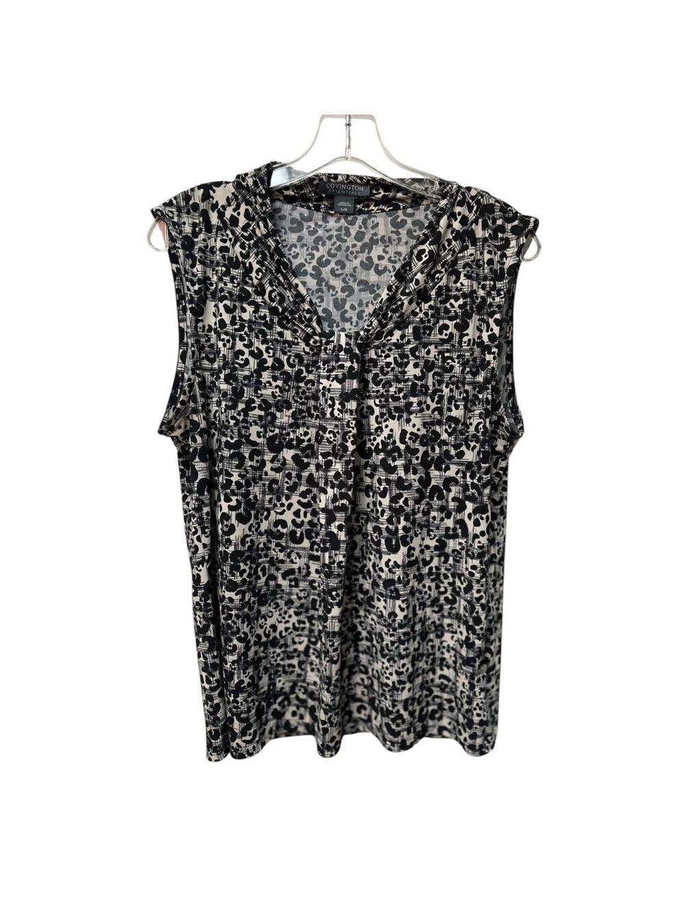 Covington Essentials Career Shell Top Blouse Womens Large Sleeveless Pleated